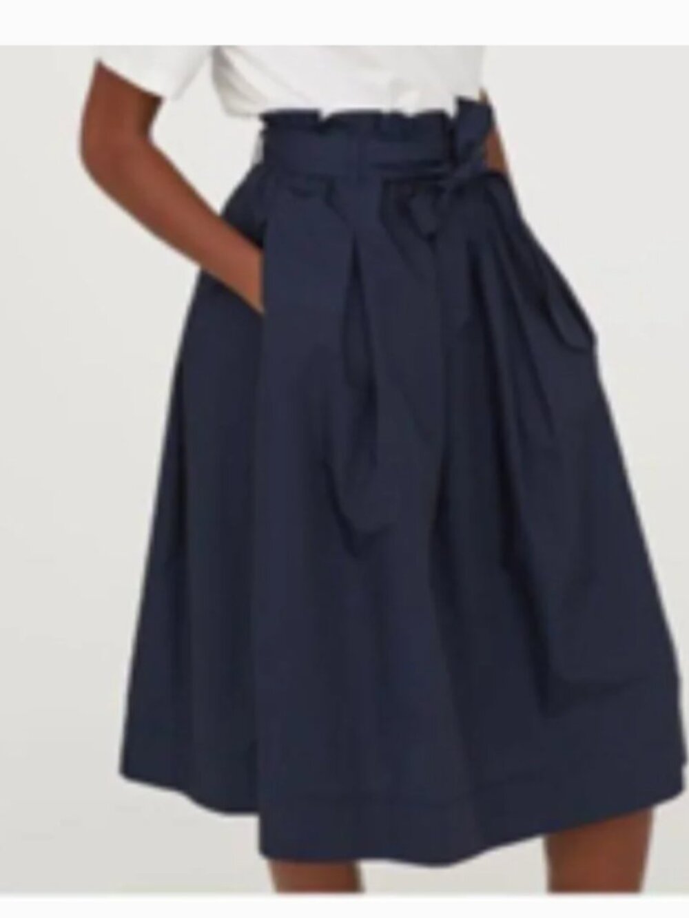 Banana Republic Navy A-Line Paperbag Waist Skirt with Tie size 6P NWT - Picture 2 of 10